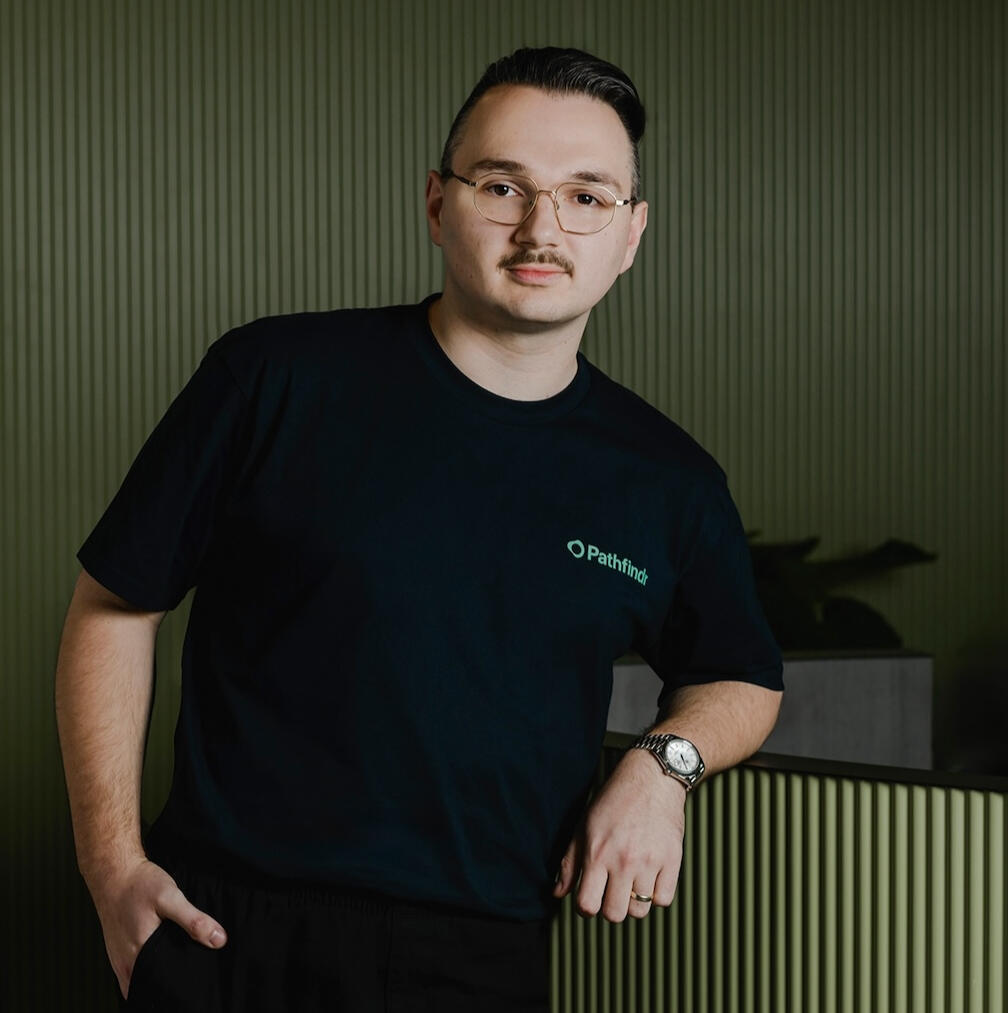 Luka leaning while looking at the camera